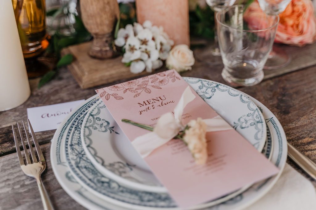 menukaarten op de styled table